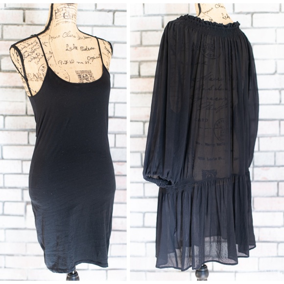 Joie Silk Black Blouson Dress With A Slip - Picture 2 of 6